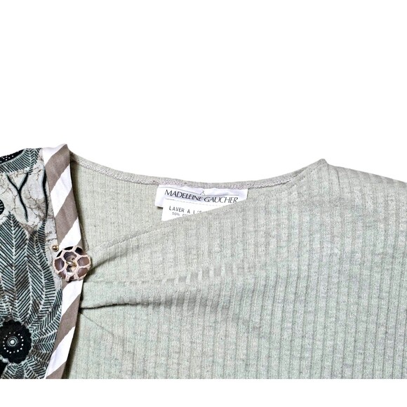 MADELEINE GAUCHER Two Piece Knit Set Top Maxi Skirt Lt Green Multicolor Medium - Picture 5 of 13